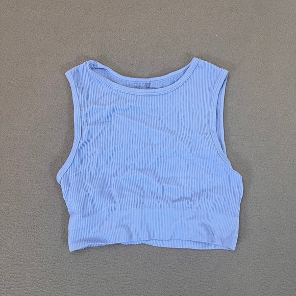 Garage Tops - Garage Womans Sz XS Crop Tank Top Baby Blue Ribbed Cotton Basic Shirt Casual Run
